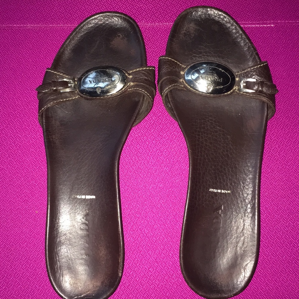 ❤️ Vintage Brown Leather Prada Slip-ons, 37 (7) ❤️